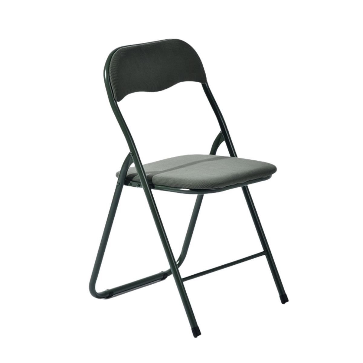 Modern Corduroy Folding Chair, Metal Frame - MANGO CORDUROY GREEN
