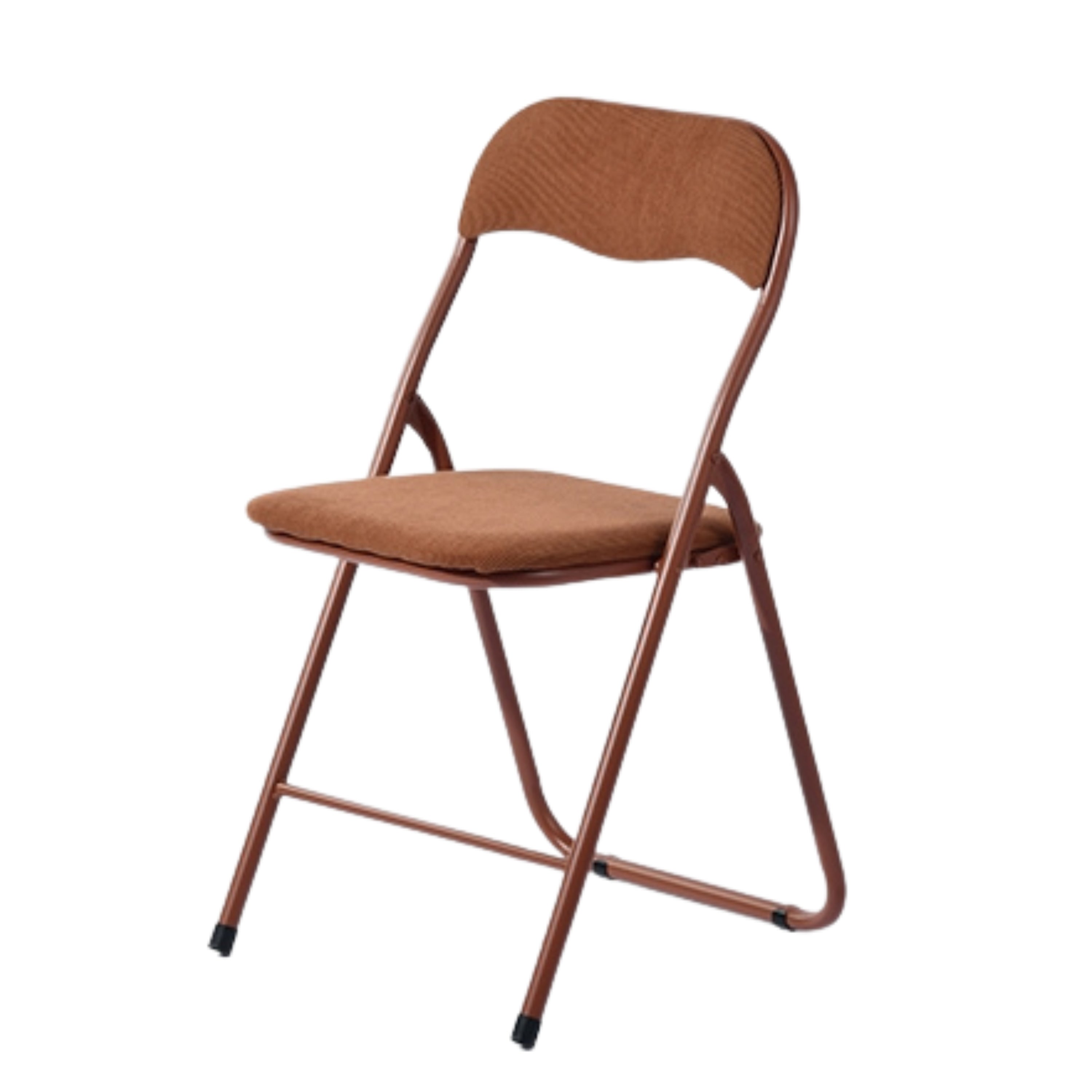 Modern Corduroy Folding Chair, Metal Frame - MANGO CORDUROY ROSE