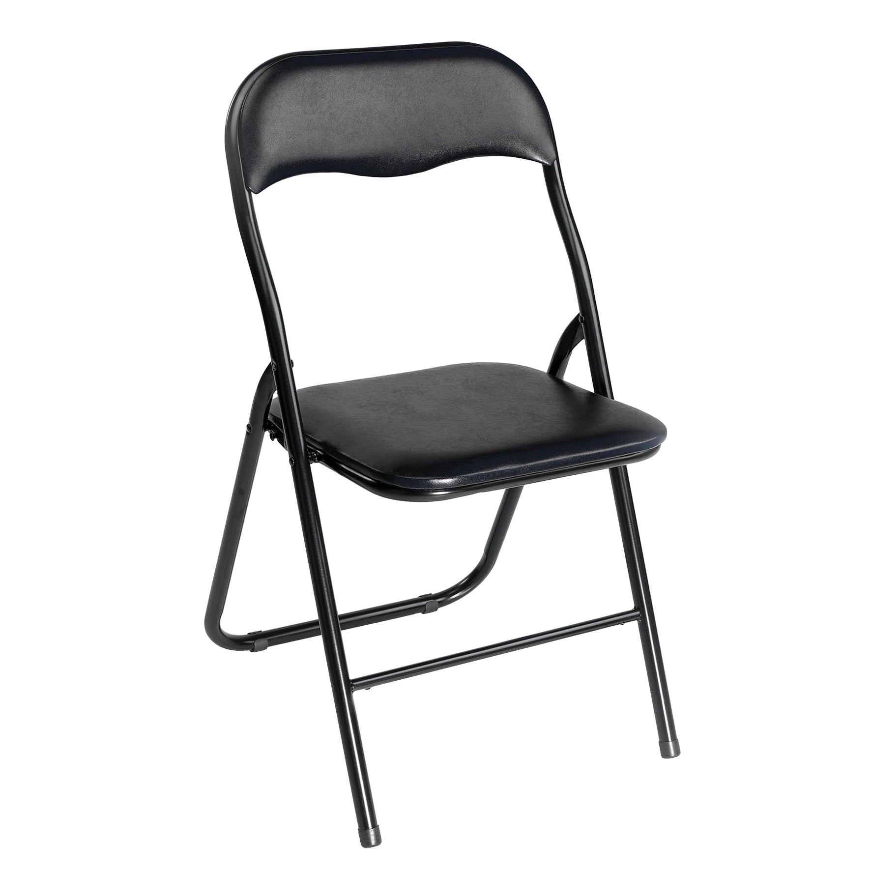 Modern Folding Steel Chair, Cushioned Seat - MANGO BLACK FM