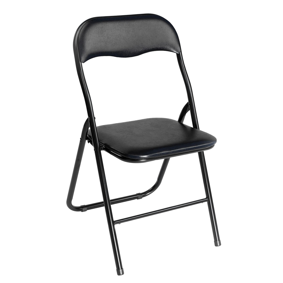 Modern Folding Steel Chair, Cushioned Seat - MANGO BLACK FM