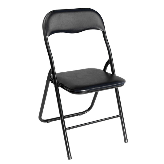 Modern Folding Steel Chair, Cushioned Seat - MANGO BLACK FM