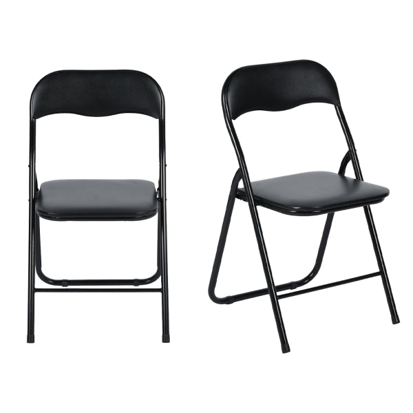 Modern Folding Steel Chair, Cushioned Seat - MANGO BLACK FM