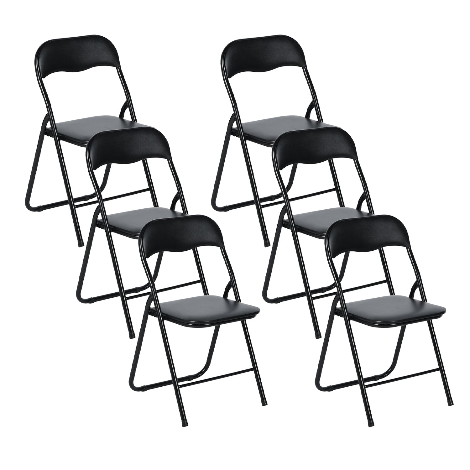 Modern Folding Steel Chair, Cushioned Seat - MANGO BLACK FM