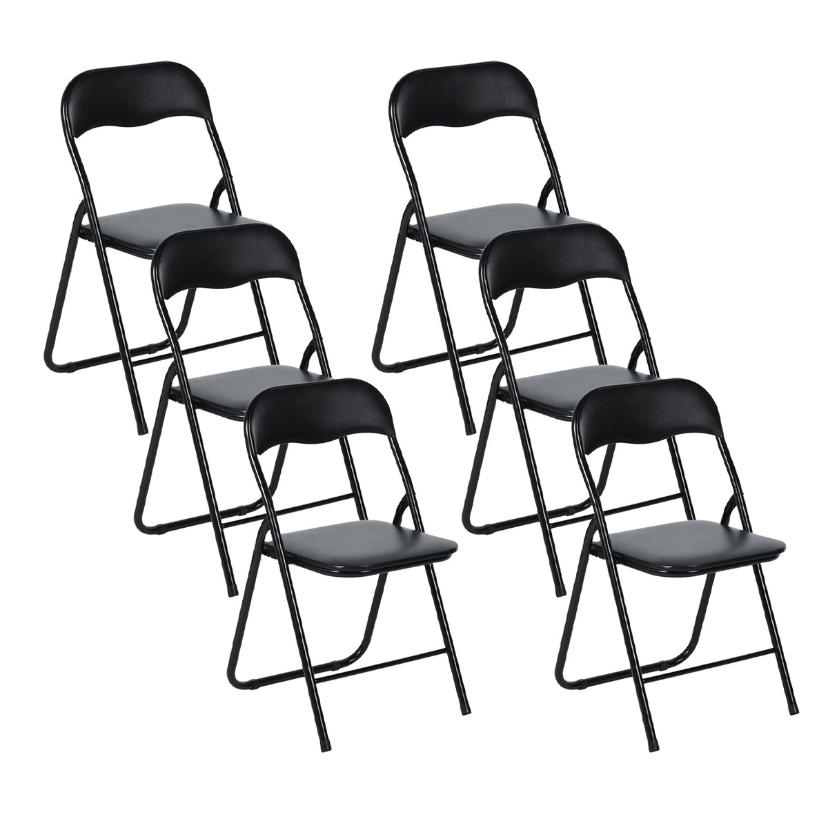 Modern Folding Steel Chair, Cushioned Seat - MANGO BLACK FM