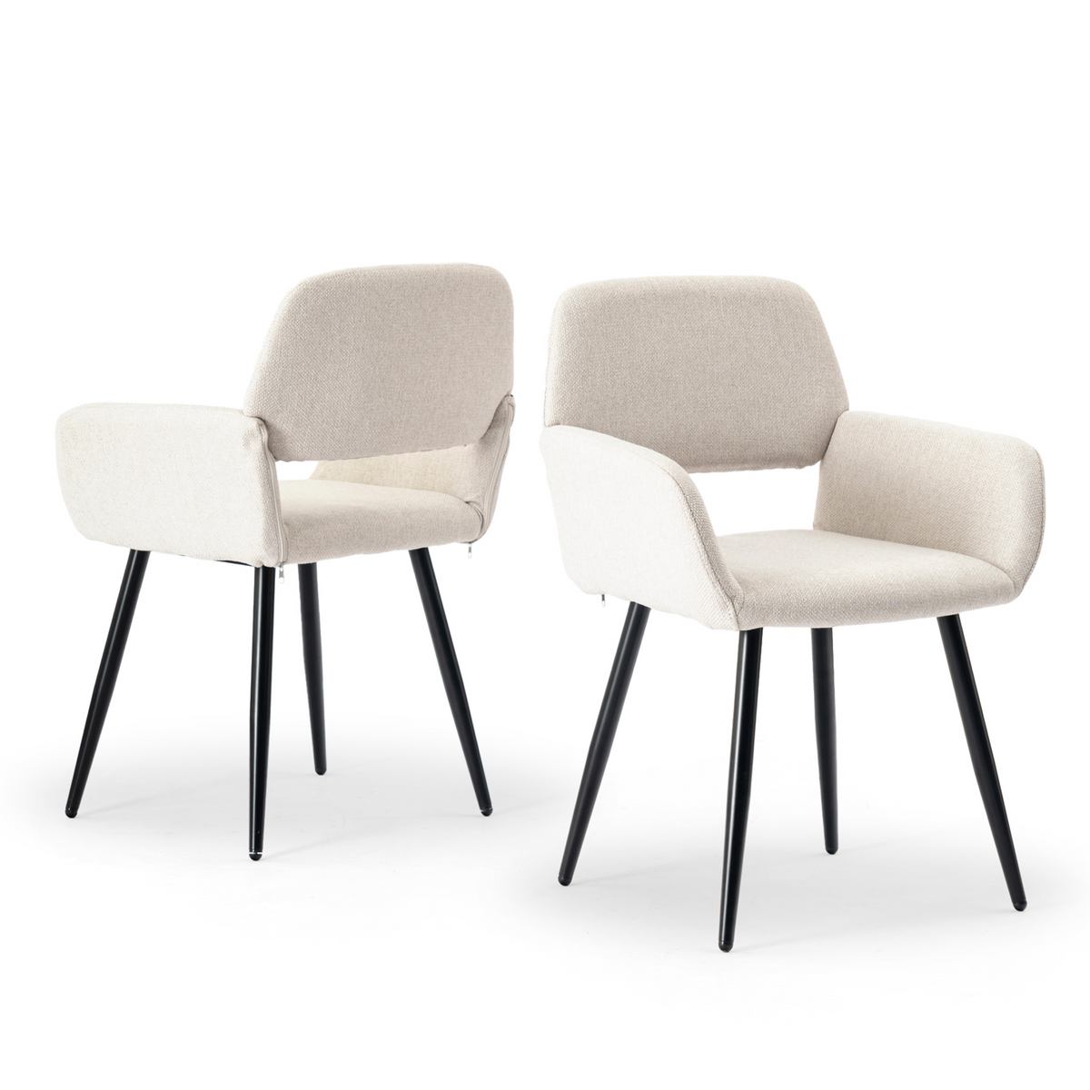 Modern Beige Upholstered, Black Leg Dining Chair - MAYFAIR BEIGE FR