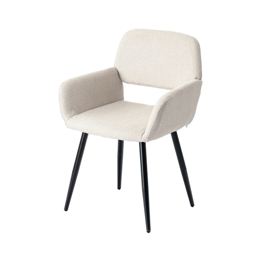 Modern Beige Upholstered, Black Leg Dining Chair - MAYFAIR BEIGE FR