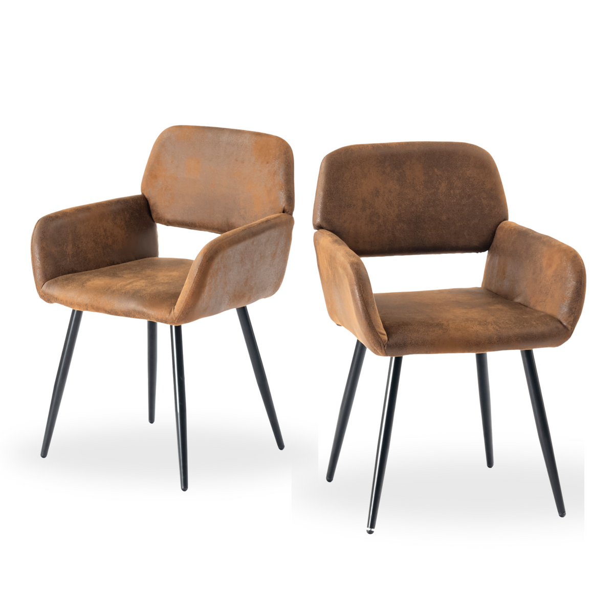 Modern Suede Dining Chair, Brown Fabric - MAYFAIR SUEDE BROWN FR