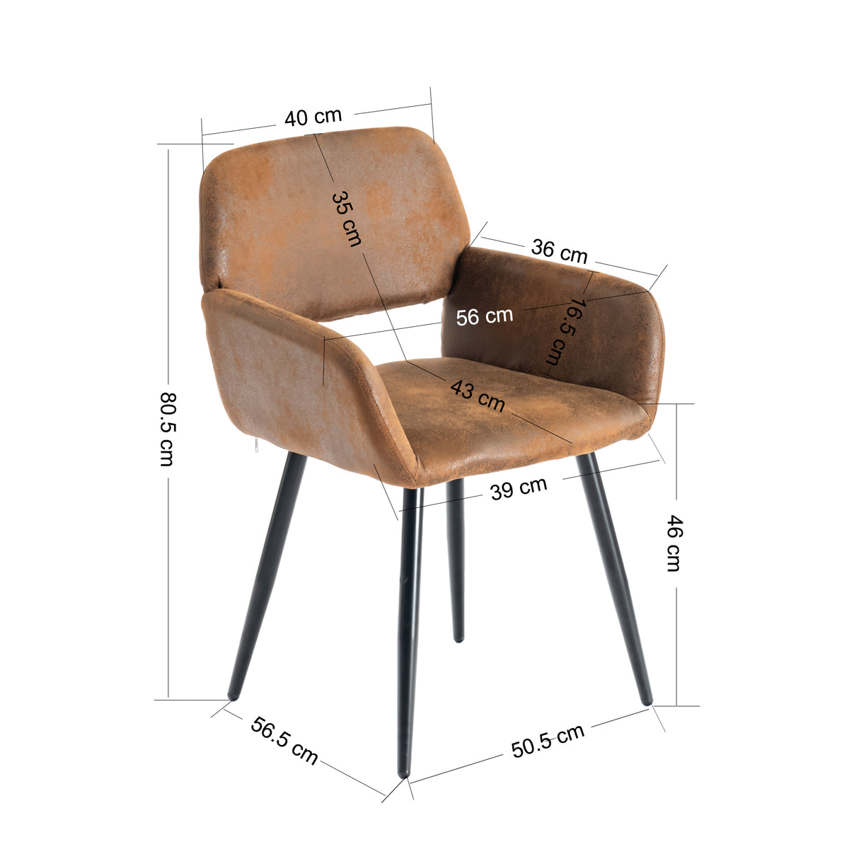 Modern Suede Dining Chair, Brown Fabric - MAYFAIR SUEDE BROWN FR