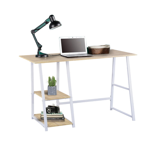 Modern Oak Desk, MDF & Metal Frame - MCGHEE OAK A