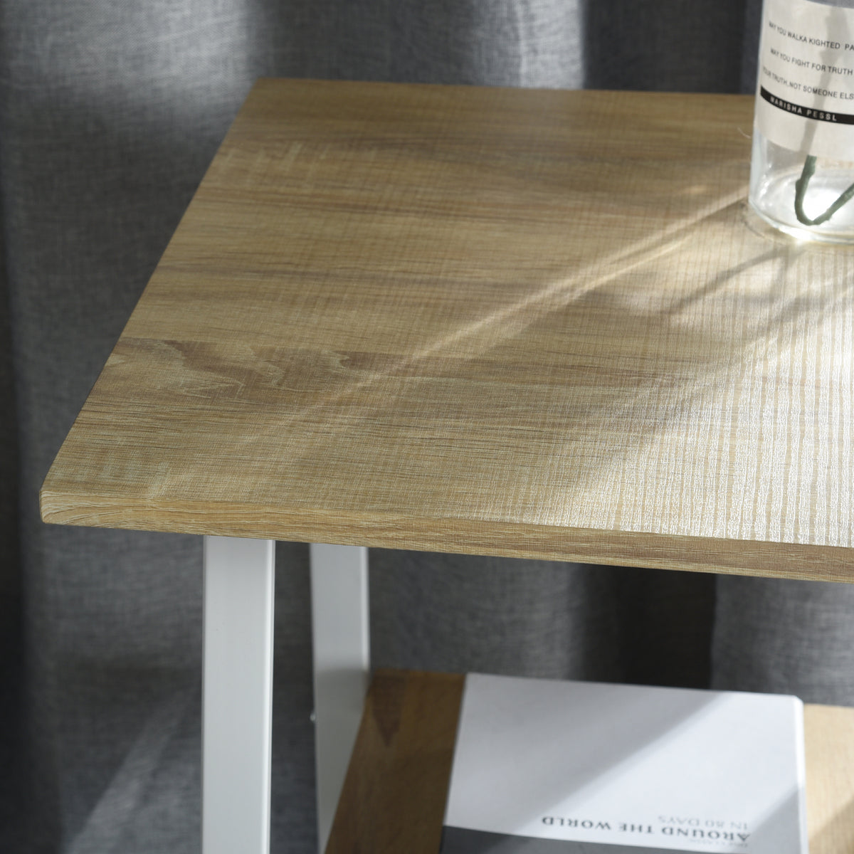 Modern Oak Desk, MDF & Metal Frame - MCGHEE OAK A
