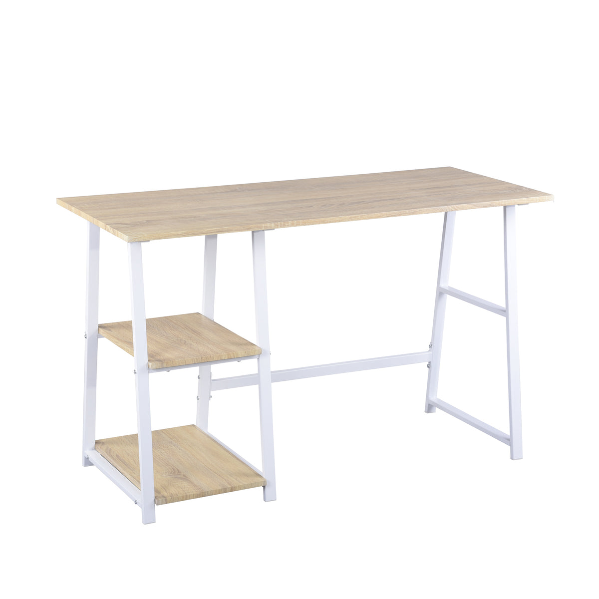 Modern Oak Desk, MDF & Metal Frame - MCGHEE OAK A