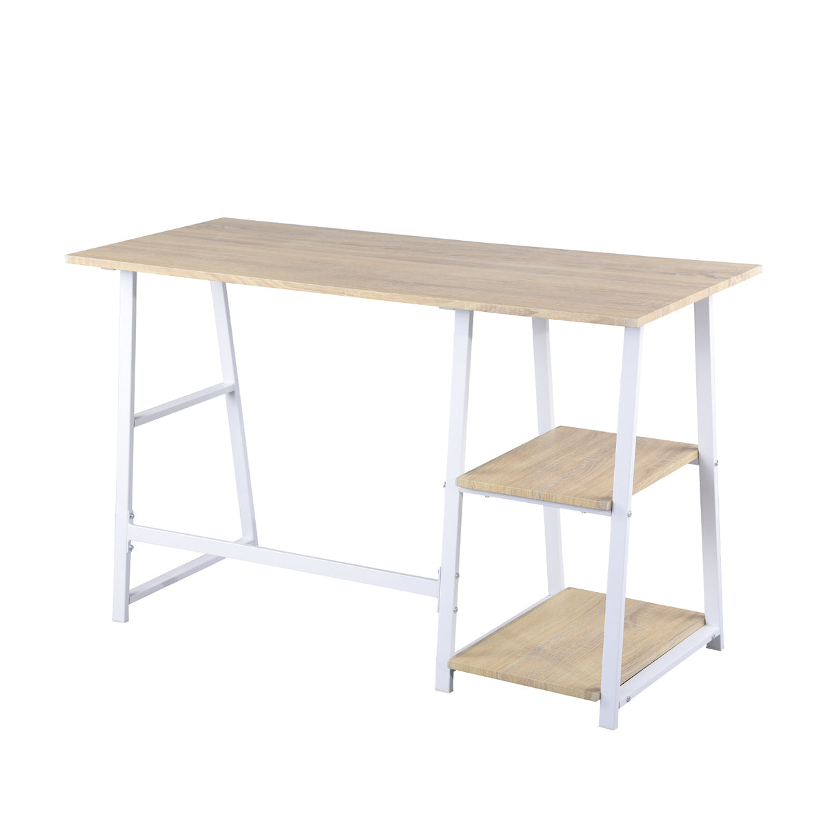 Modern Oak Desk, MDF & Metal Frame - MCGHEE OAK A