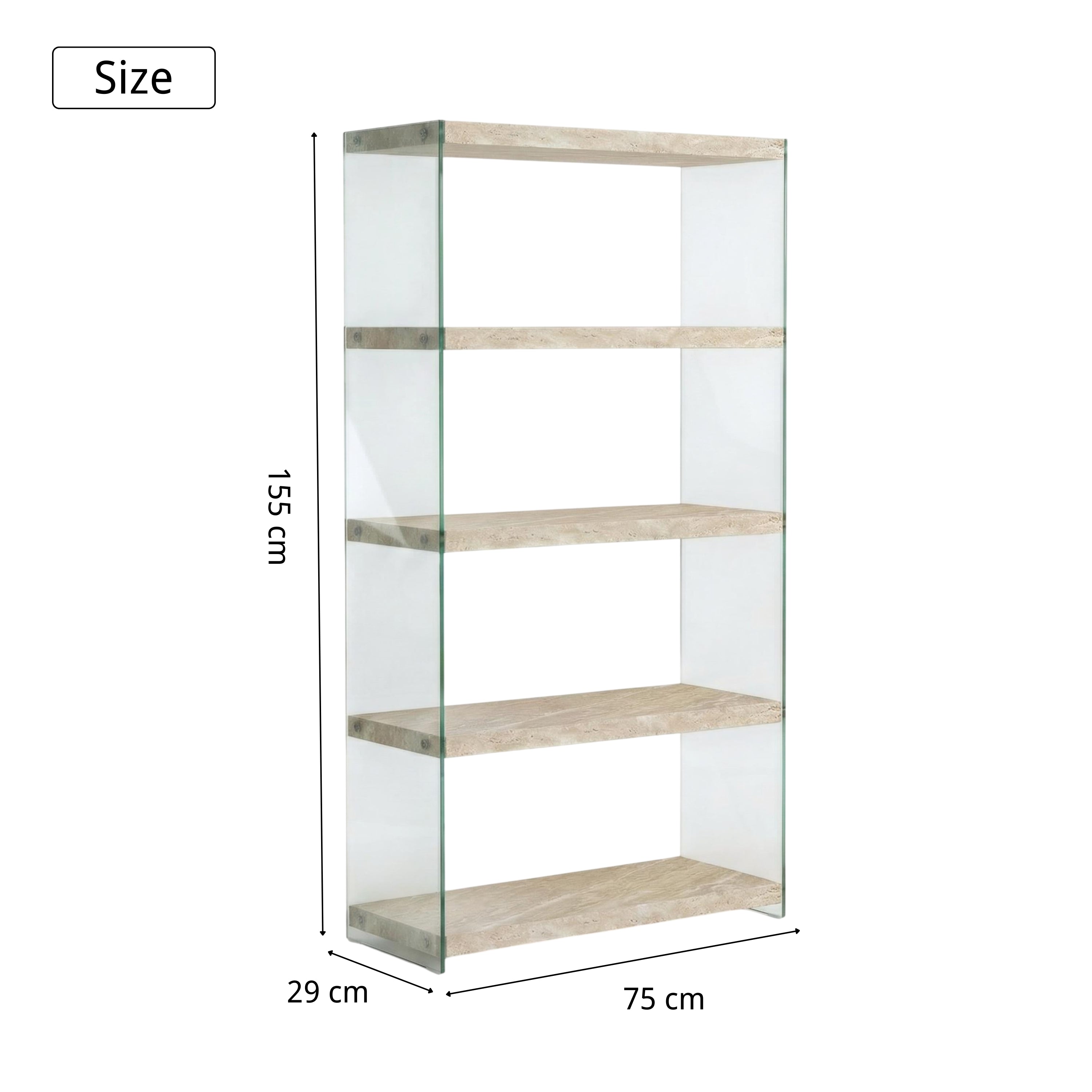 Modern Beige Shelf, Hollow Panel Design - MELROSE TRAVERTINE