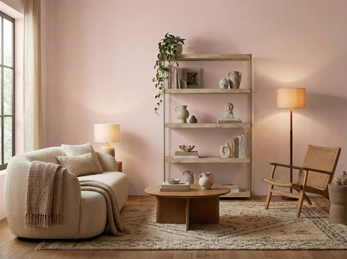 Modern Beige Shelf, Hollow Panel Design - MELROSE TRAVERTINE