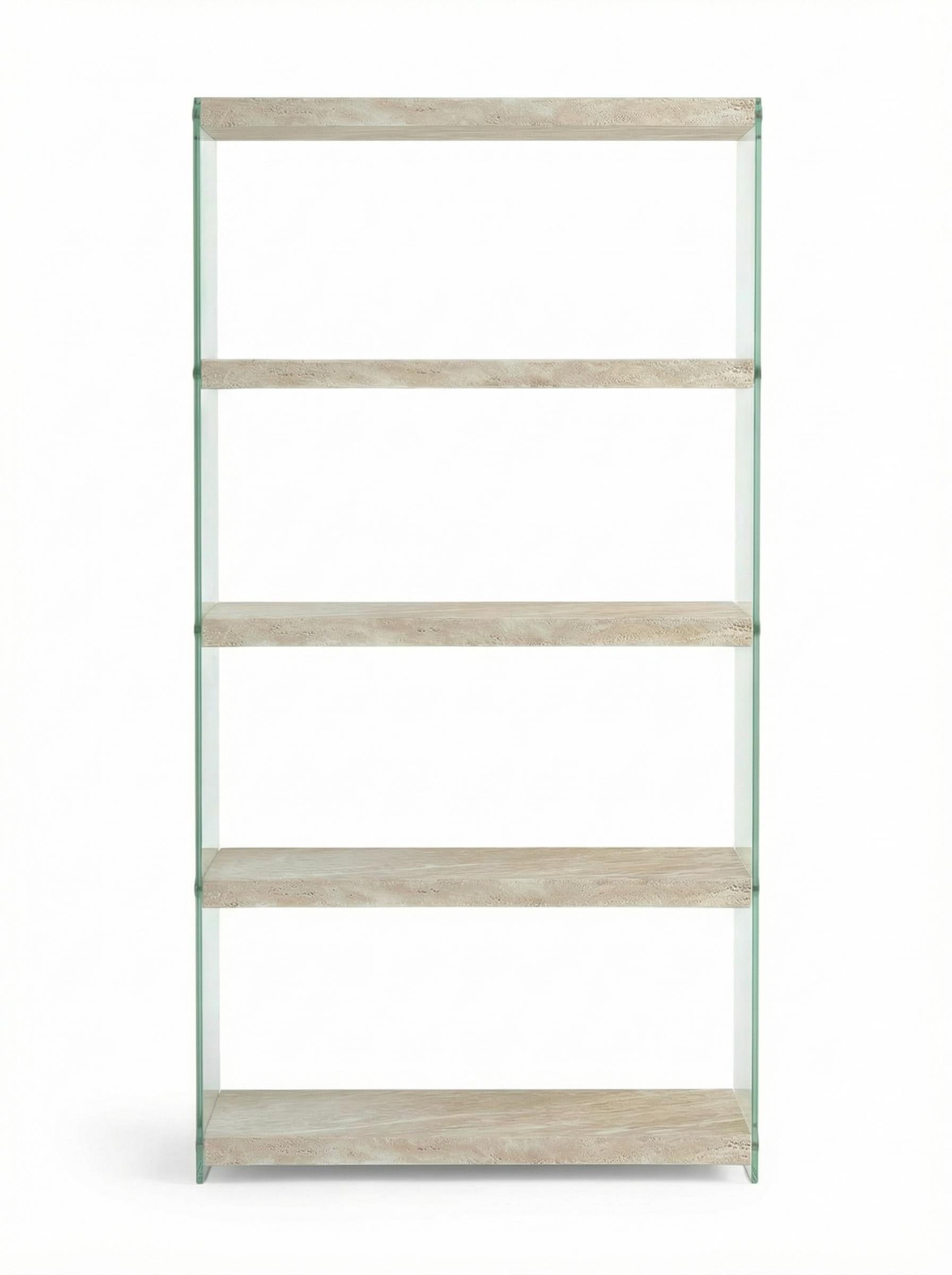 Modern Beige Shelf, Hollow Panel Design - MELROSE TRAVERTINE