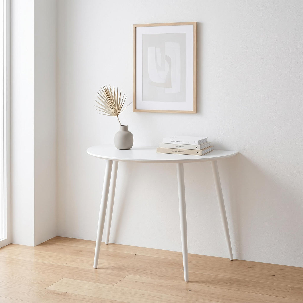 Modern Semiellipse Dining Table, MDF & Steel - MENNO