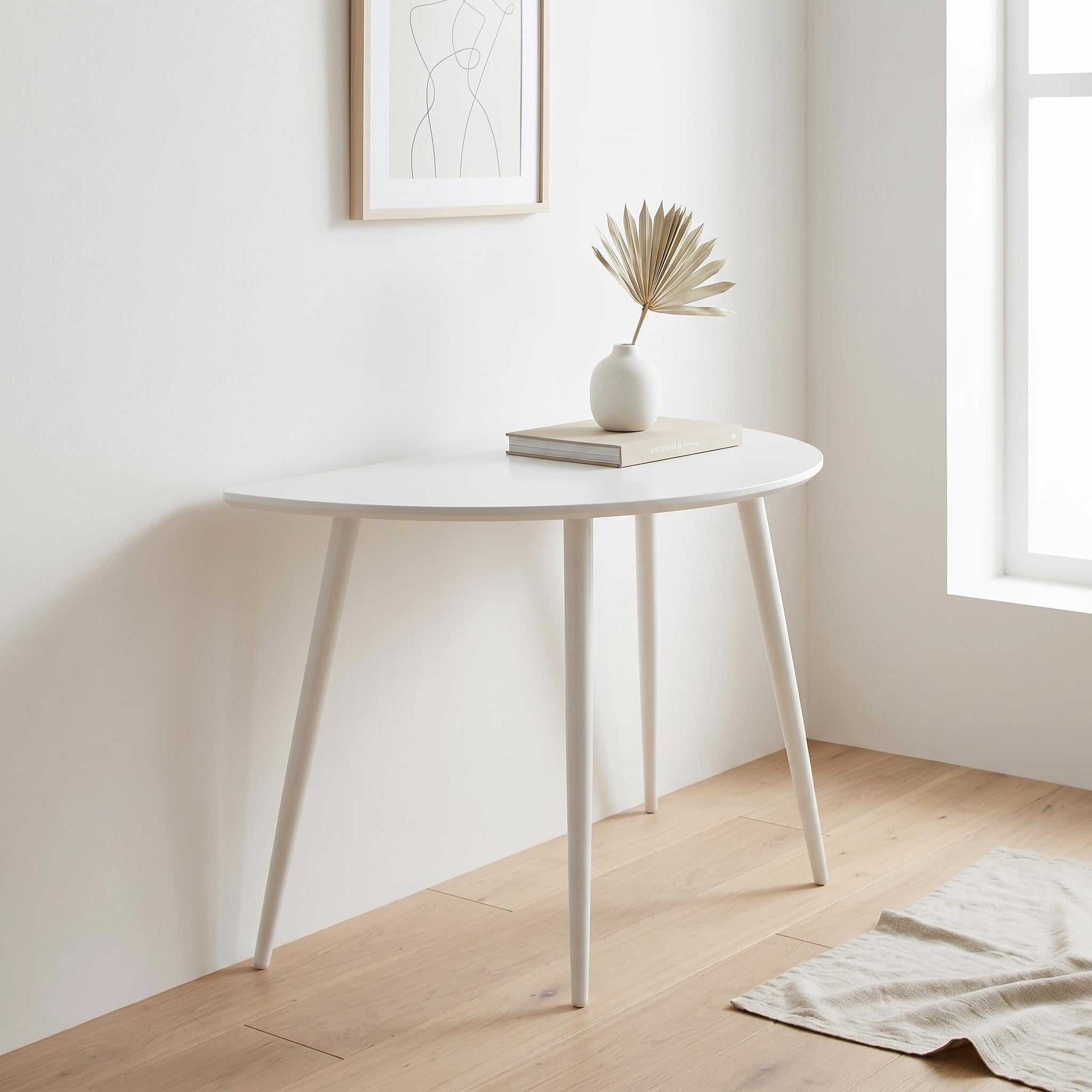 Modern Semiellipse Dining Table, MDF & Steel - MENNO