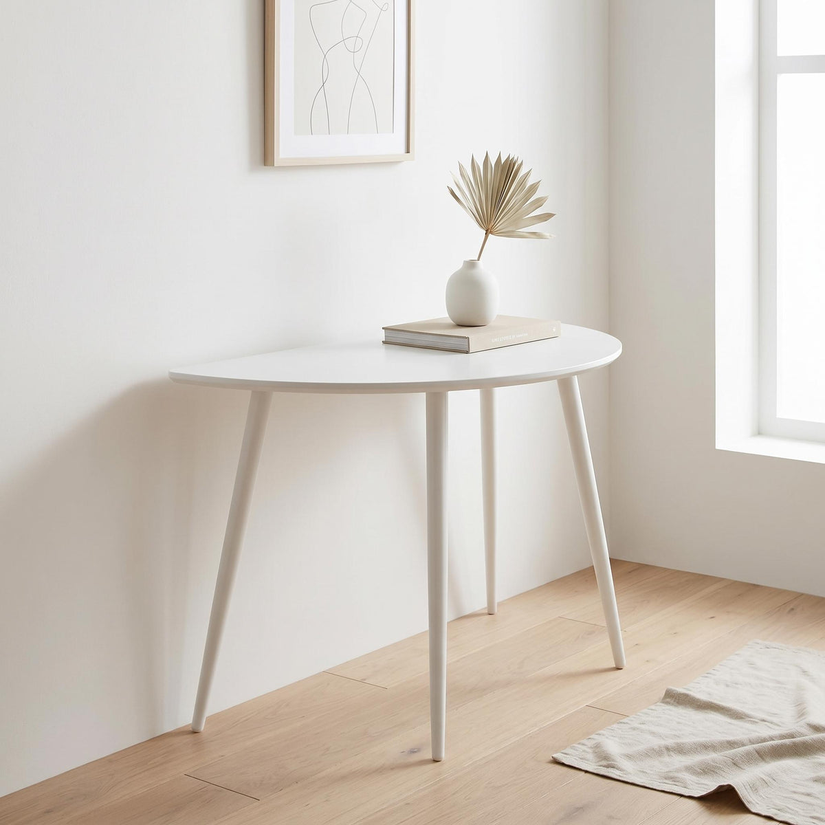 Modern Semiellipse Dining Table, MDF & Steel - MENNO