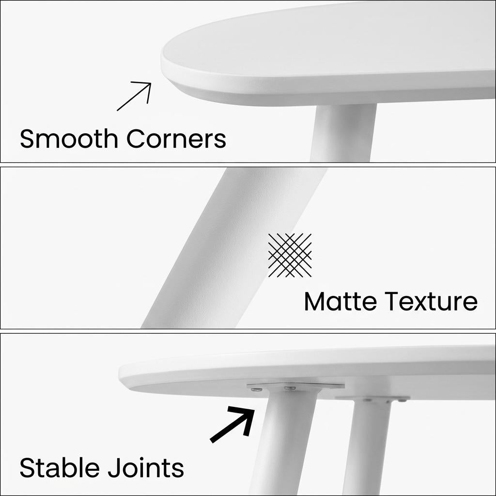 Modern Semiellipse Dining Table, MDF & Steel - MENNO