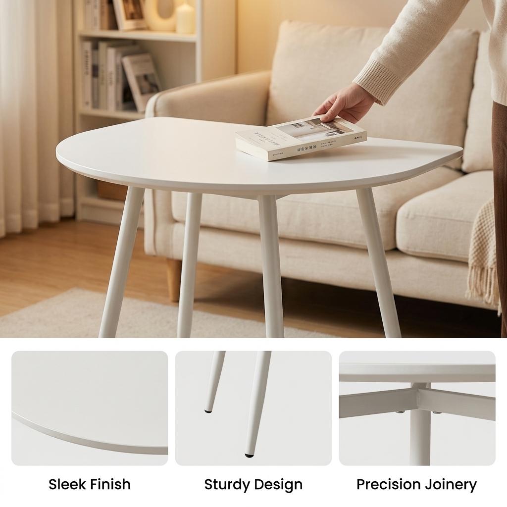 Modern Semiellipse Dining Table, MDF & Steel - MENNO