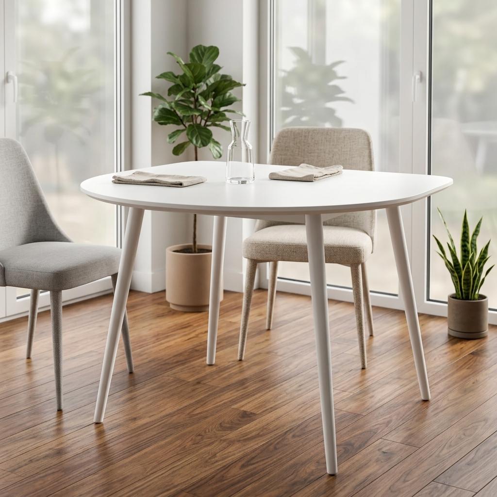 Modern Semiellipse Dining Table, MDF & Steel - MENNO