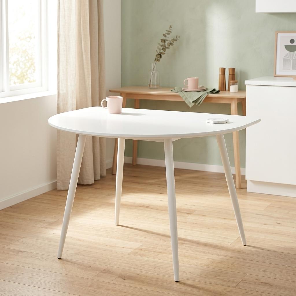 Modern Semiellipse Dining Table, MDF & Steel - MENNO