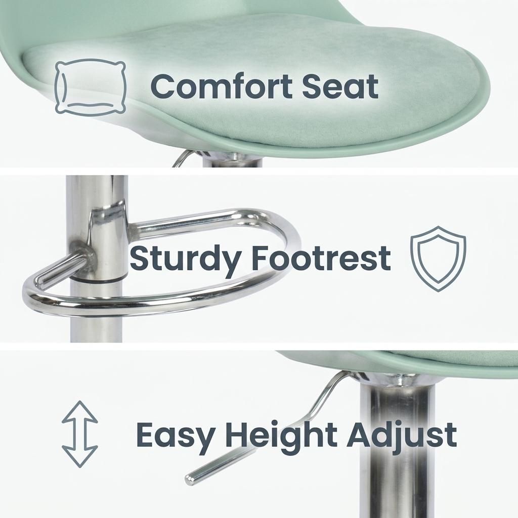 Modern Green Bar Stool, PP Mesh Fabric Adjustable - MERIEH GREEN