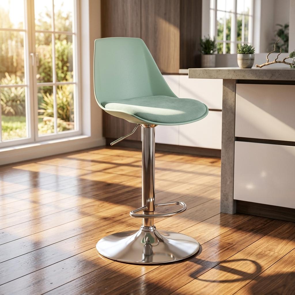 Modern Green Bar Stool, PP Mesh Fabric Adjustable - MERIEH GREEN