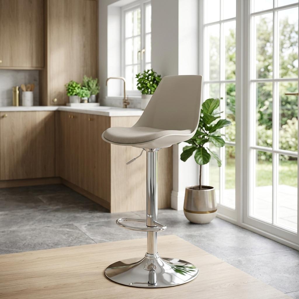 Modern Grey Bar Stool, Adjustable PP Fabric - MERIEH GREY