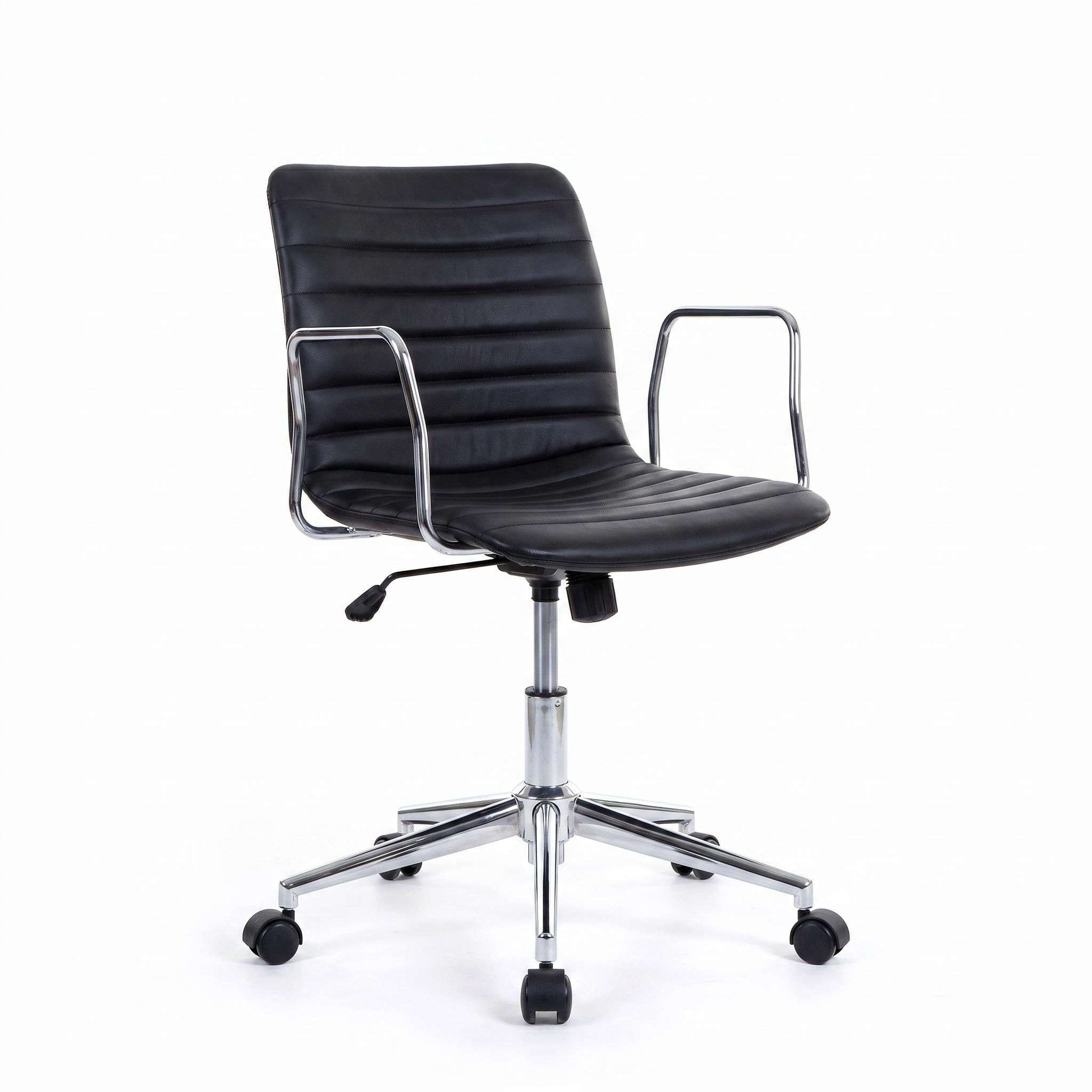 Modern Office Chair, PU Comfort & Electroplated Steel - MIRANU