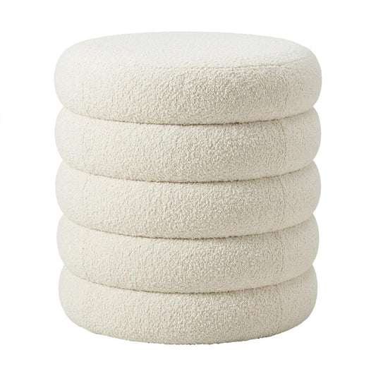 Modern White Ottoman, Lambswool Upholstery - MOLLY WHITE