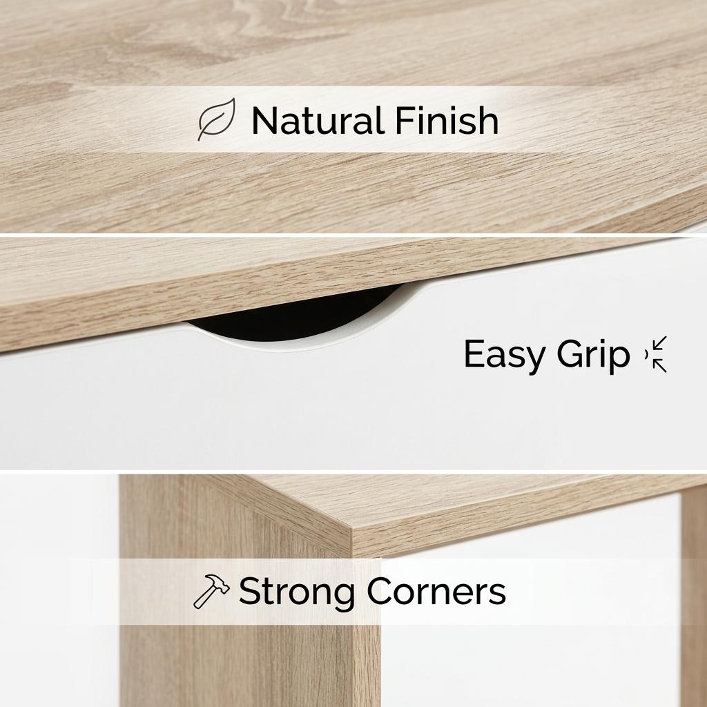 Modern Space-Saving MDF Desk - MUSK OAK