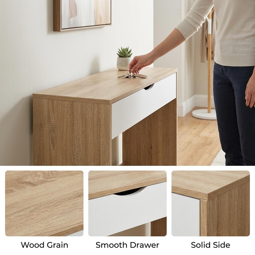 Modern Space-Saving MDF Desk - MUSK OAK