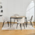 Modern Beige Fabric Dining Chair – Black Metal Leg