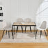 Modern Beige Fabric Dining Chair – Black Metal Leg