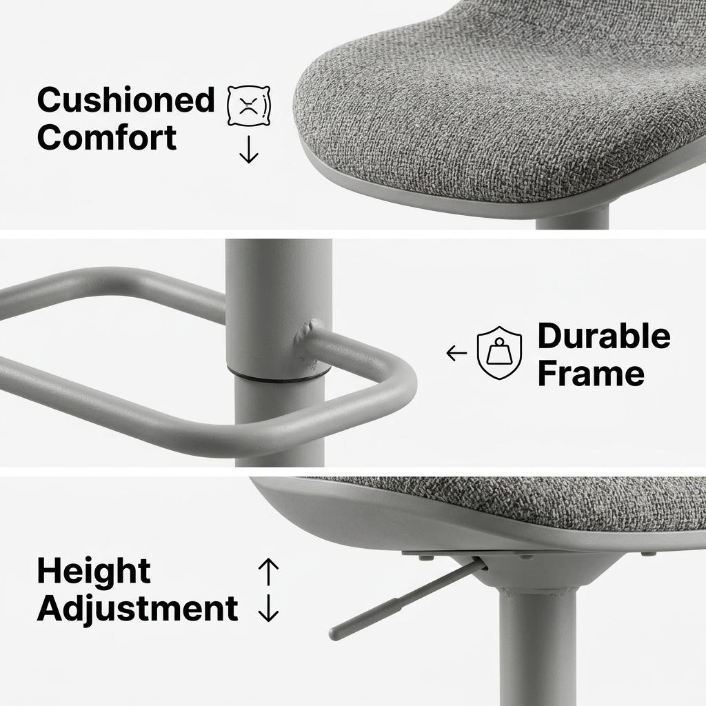 Modern Bar Stool, PP Seat & Fabric Cover - NICHADS