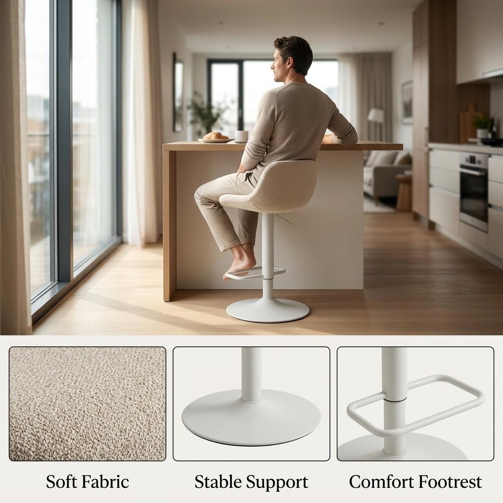 Modern Bar Stool, PP Seat & Fabric Cover - NICHADS