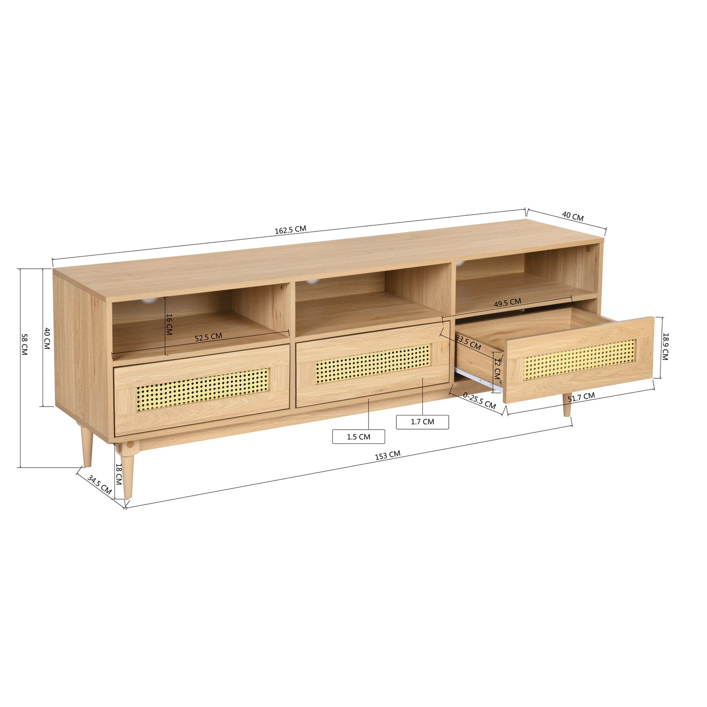 Obert Faux Rattan Entertainment Center