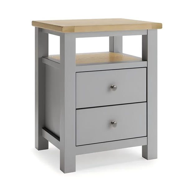 Modern Dark Grey Bedside, Melamine Finish - OLNEY 2 Drawer Table