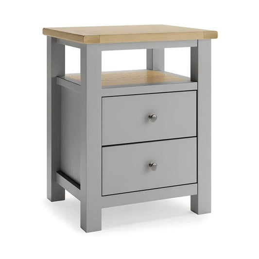 Modern Dark Grey Bedside, Melamine Finish - OLNEY 2 Drawer Table