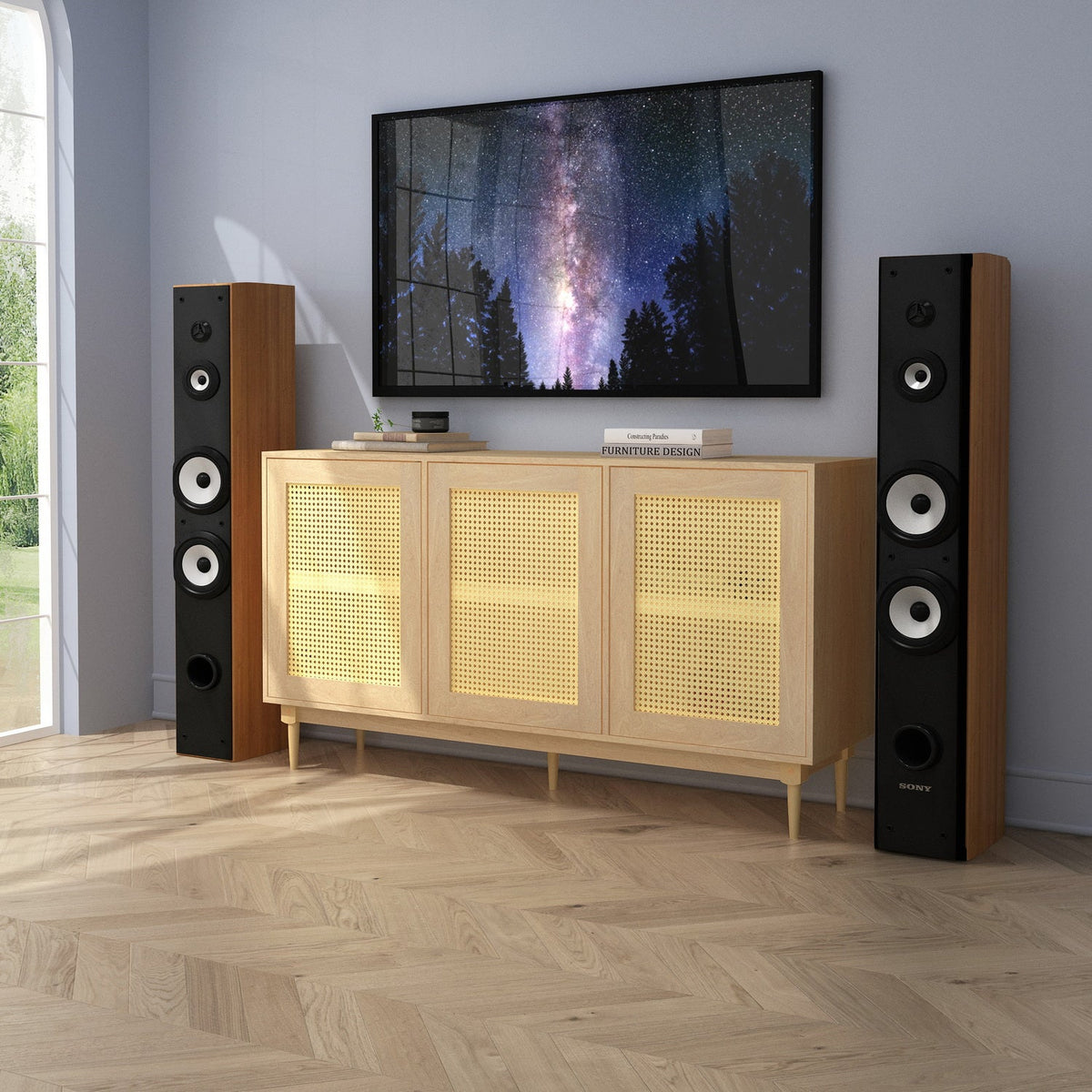 Oppelt Faux Rattan Accent Cabinets