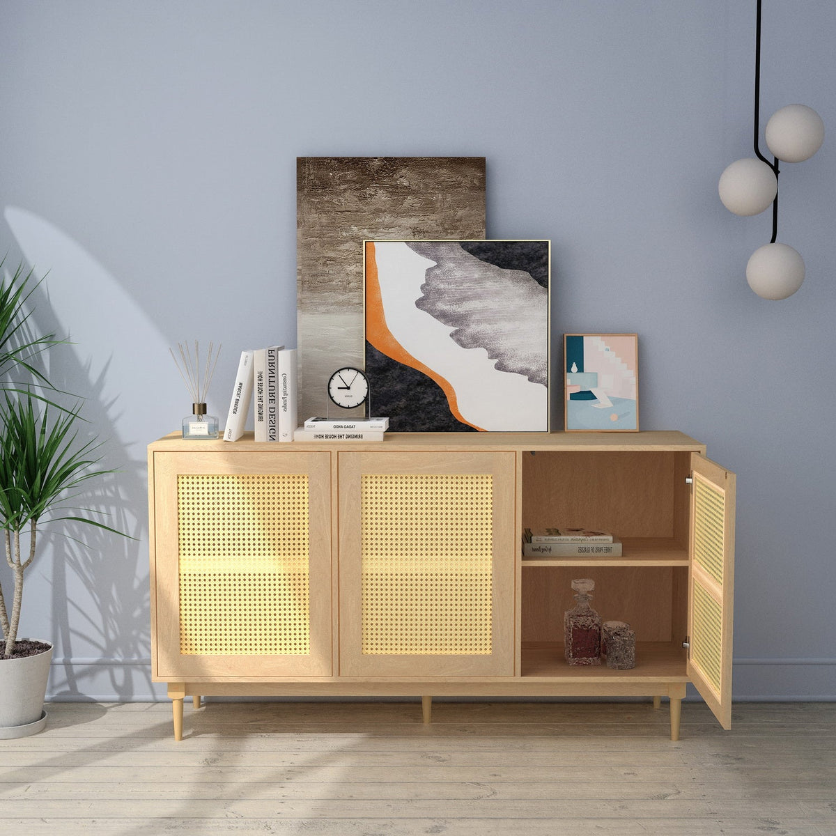Oppelt Faux Rattan Accent Cabinets
