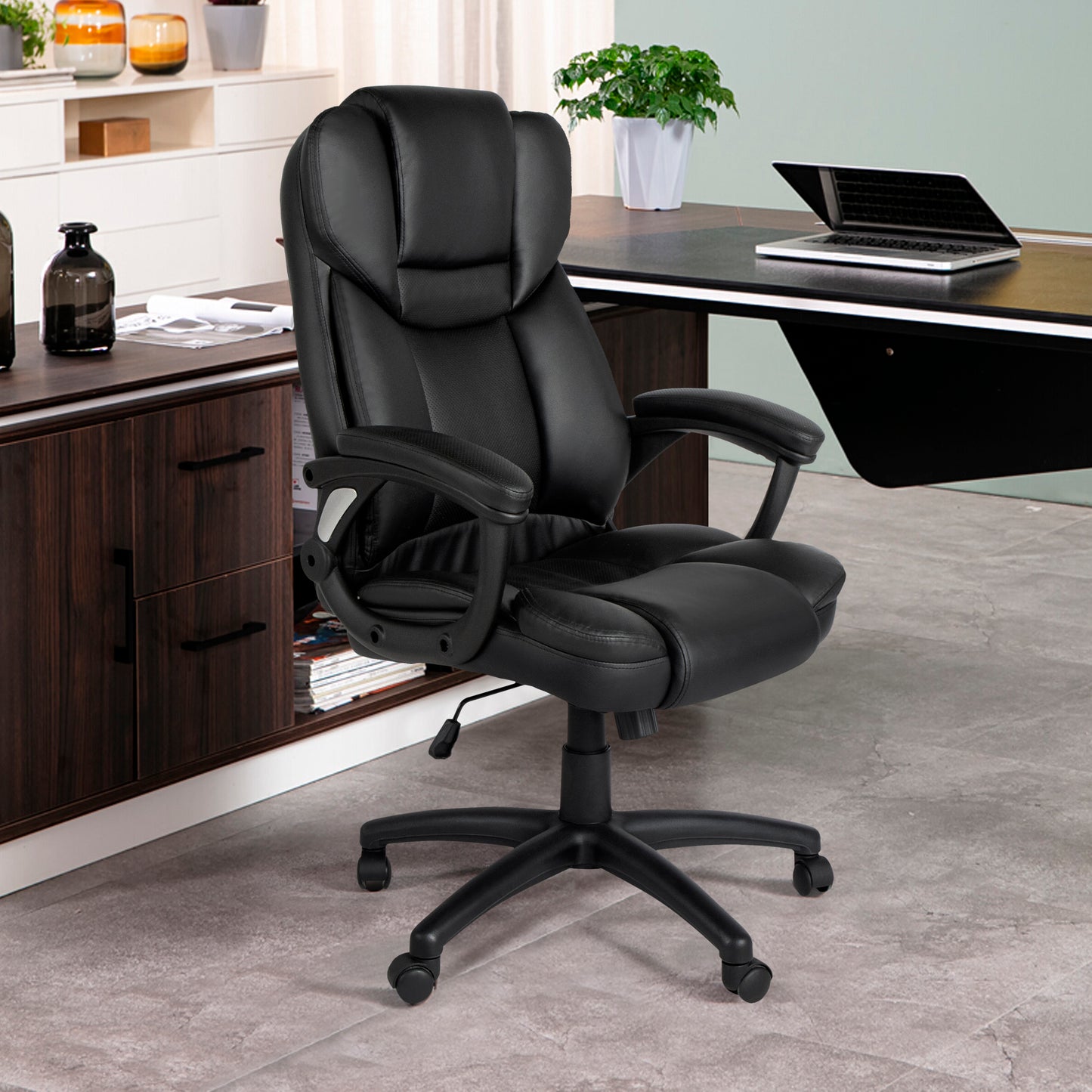 Modern Ergonomic PU Office Chair – PACCO BLACK