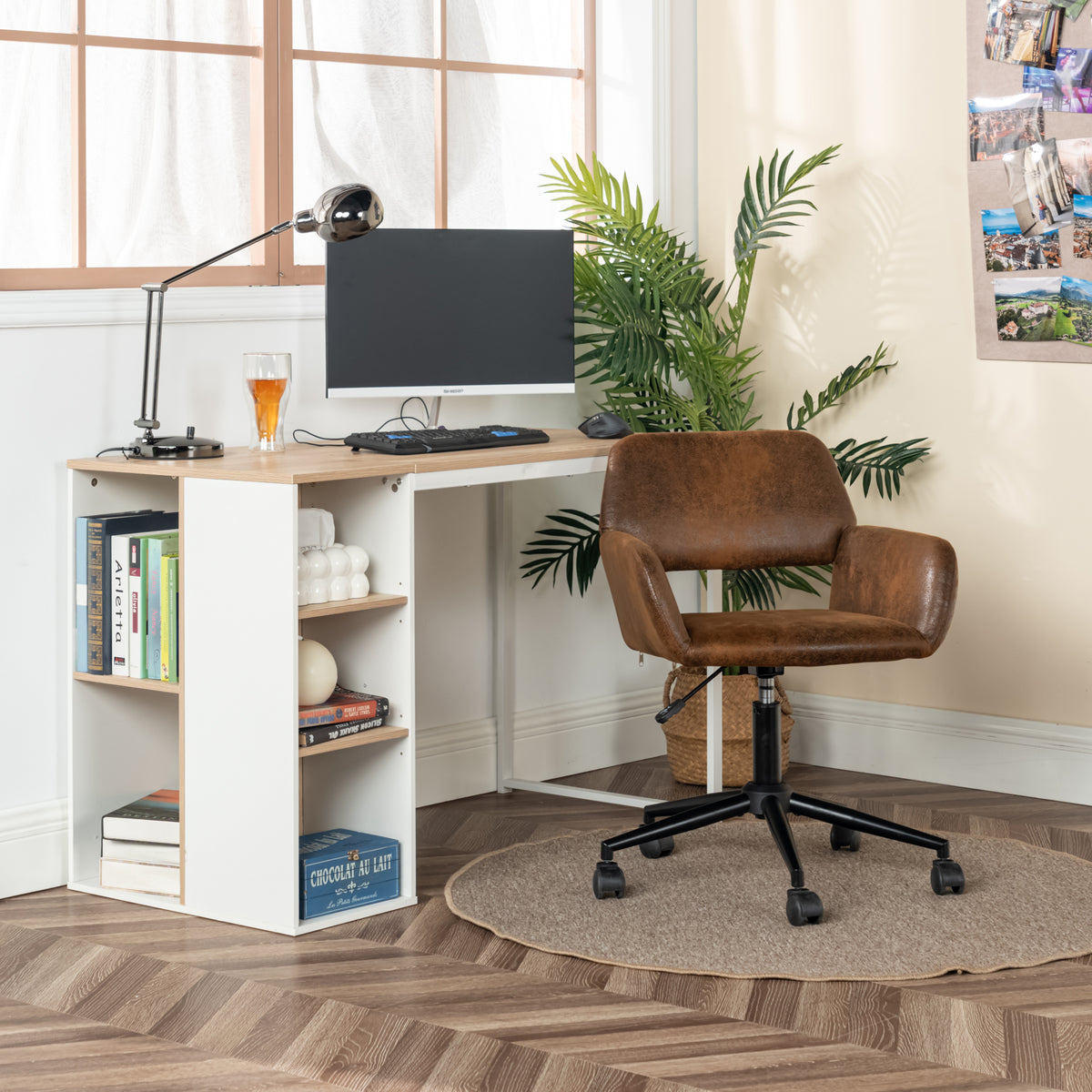 Modern Suede Office Chair, Adjustable Brown Black - ROSS KD SUEDE