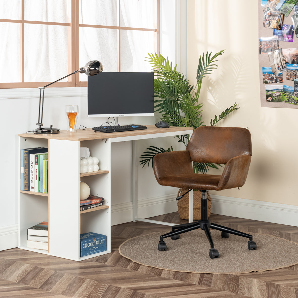 Modern Suede Office Chair, Adjustable Brown Black - ROSS KD SUEDE