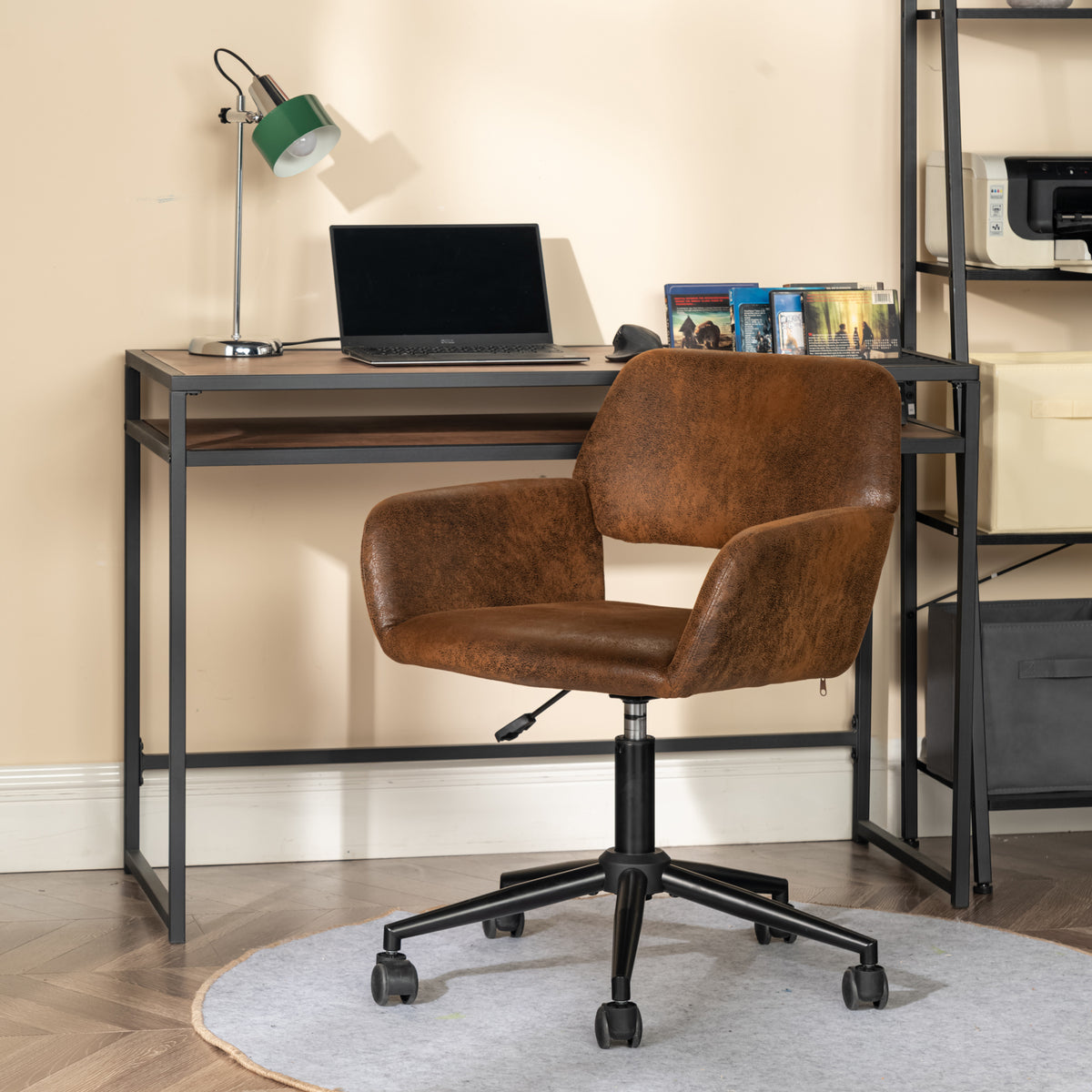 Modern Suede Office Chair, Adjustable Brown Black - ROSS KD SUEDE