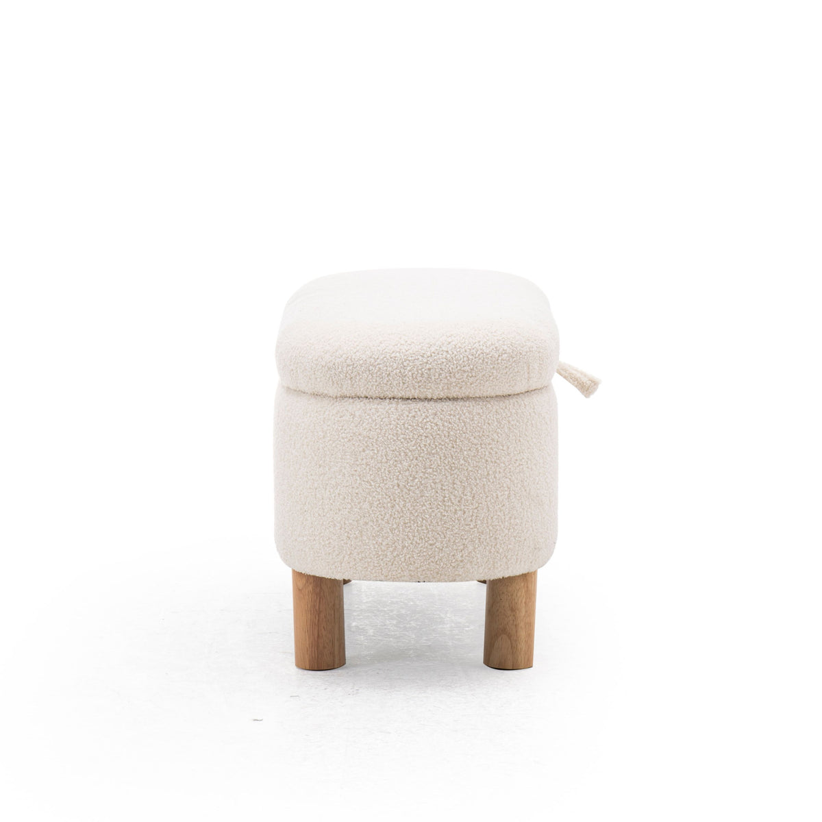 Modern Storage Bench, Teddy Fabric & Wooden Frame - PAIVA