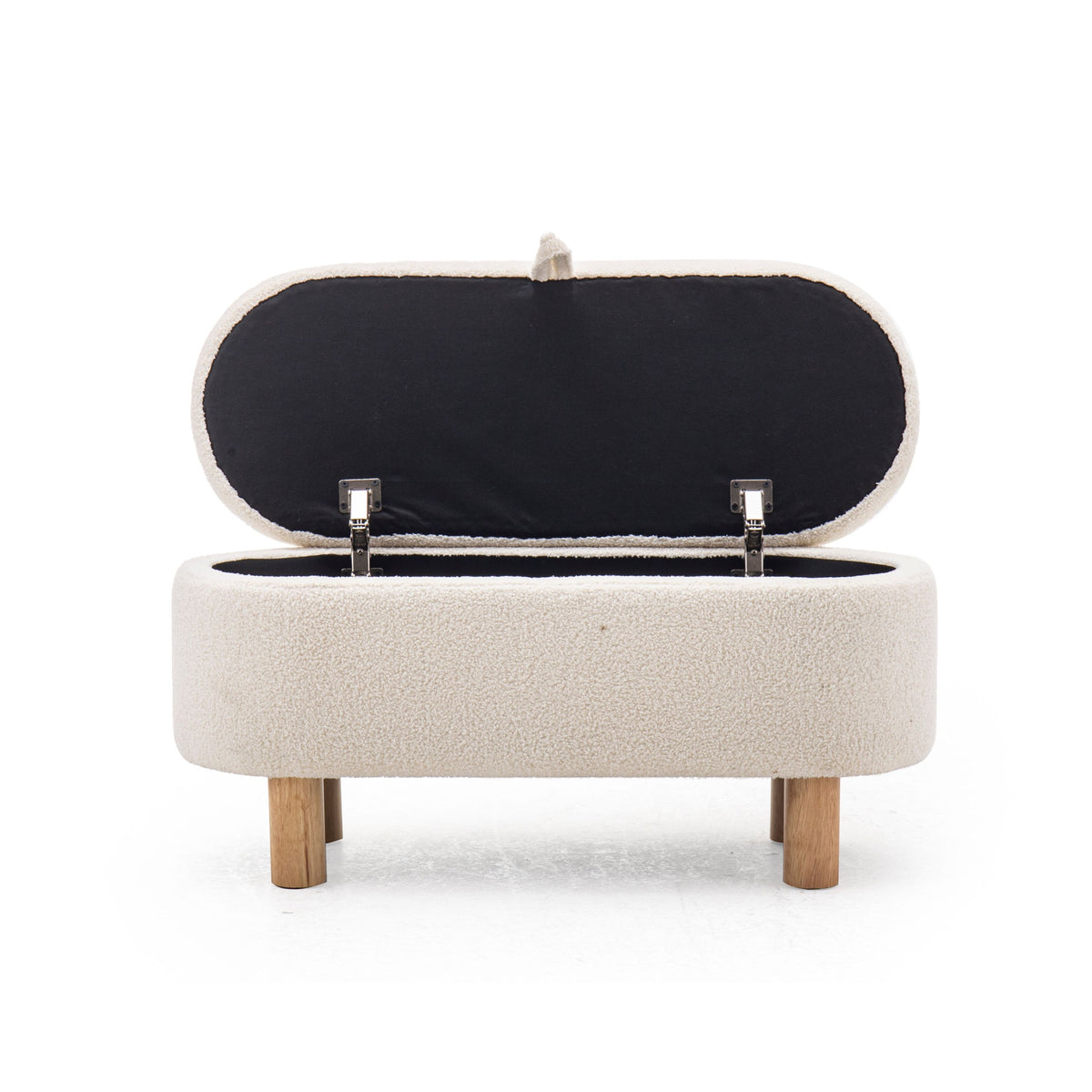 Modern Storage Bench, Teddy Fabric & Wooden Frame - PAIVA