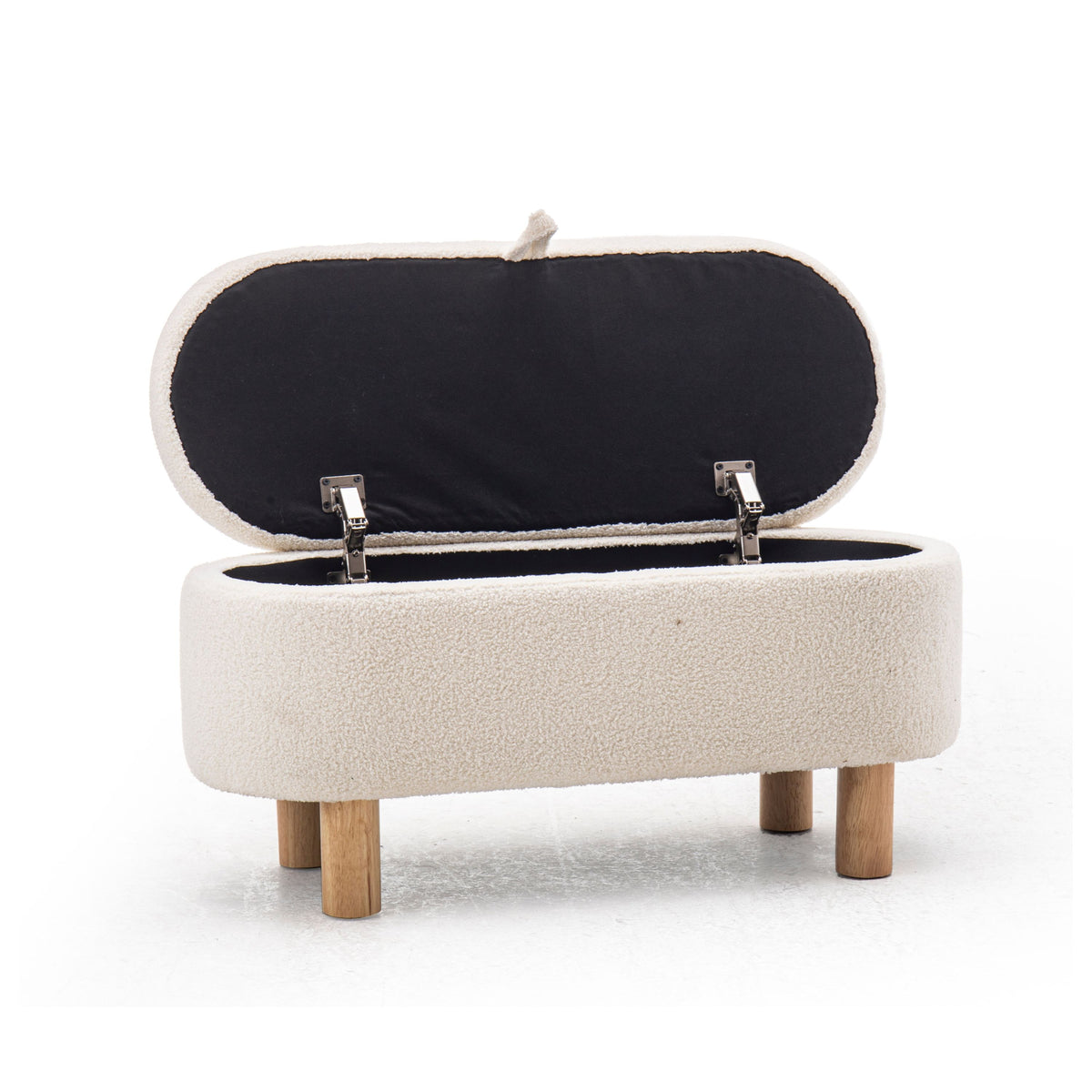 Modern Storage Bench, Teddy Fabric & Wooden Frame - PAIVA