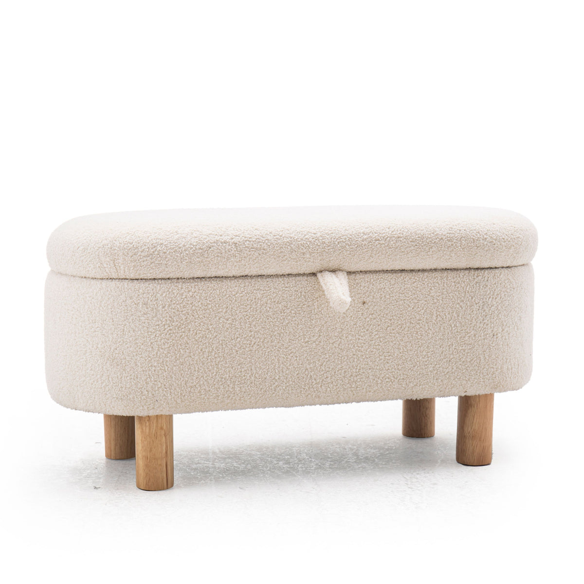 Modern Storage Bench, Teddy Fabric & Wooden Frame - PAIVA